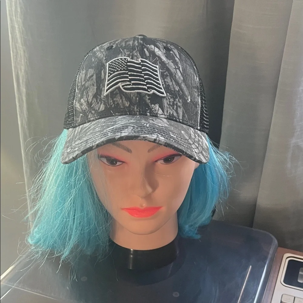 Gray Camouflage Cap with Flag Design